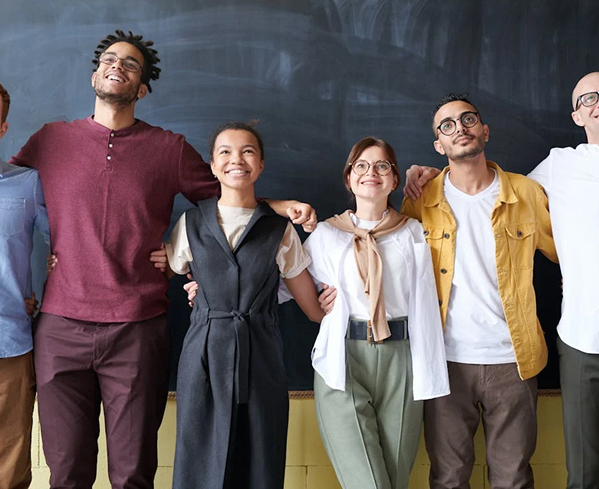group of people laughing